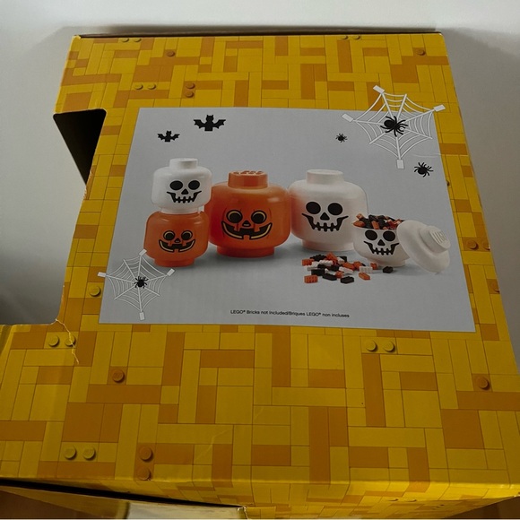 Lego Halloween Limited Edition Storage Heads 2 Piece Set Zombie & Skeleton Large - Picture 4 of 9